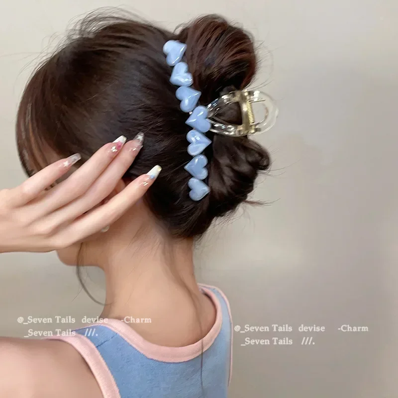 Women's Love Jelly Claw Clip Girl's Back Spoon Summer Korean New Exquisite Shark Clip Fashion Accessories Hair 13cm hair accessories