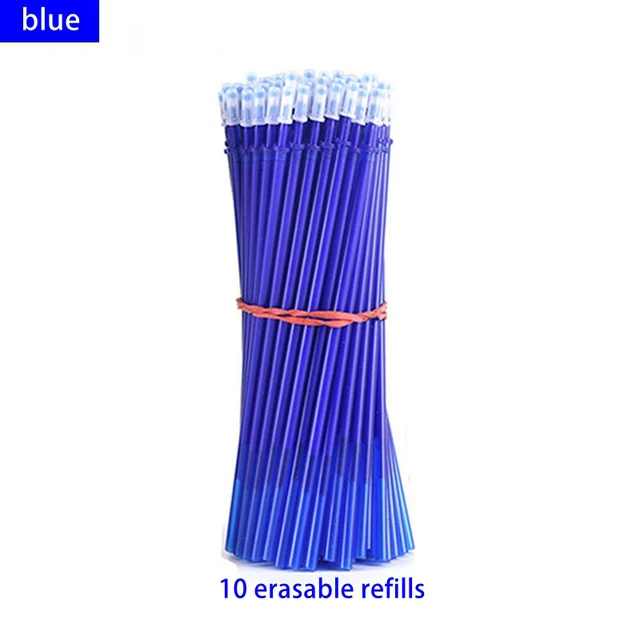 Haile 30 Pcs/set Cute Erasable Gel Pen Ballpoint Pens Rod 0.5mm Refills Blue/Black Ink Washable Handle School Writing Supplies 10 Pcs-blue refill