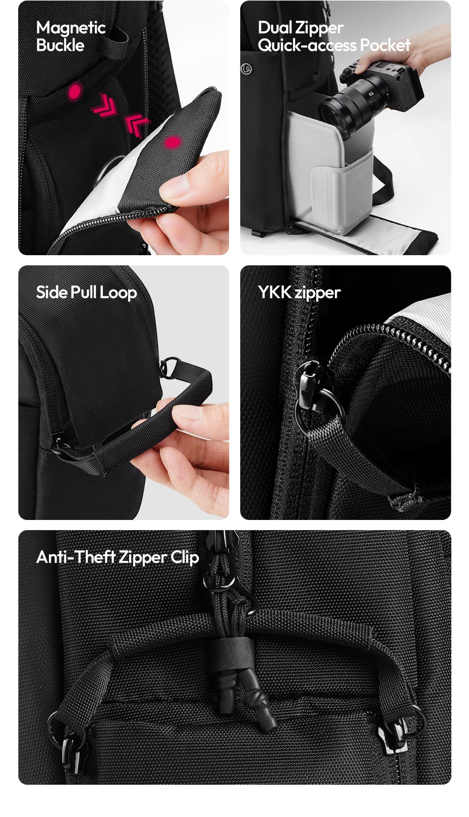 Lightweight Travel Backpack 20L Storage Bag for Camera Fill Light Laptop with Bu