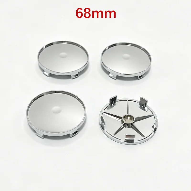 Universal Black Chrome Silver Blank Base Rim Cap Set - 4 Pieces