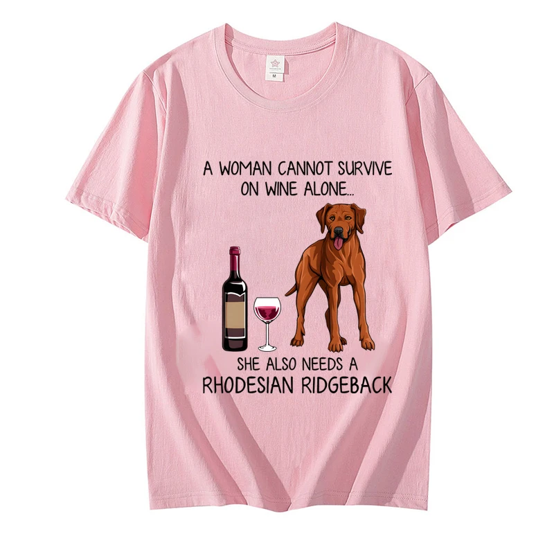 Rhodesian Ridgeback and Wine Funny Gift for Dog Mom Print T-shirts Women Short Sleeve Casual T Shirt Harajuku Fashion Tee Shirts 17 S4ad771c4c4f1424cbb2aa9a307cadc05k