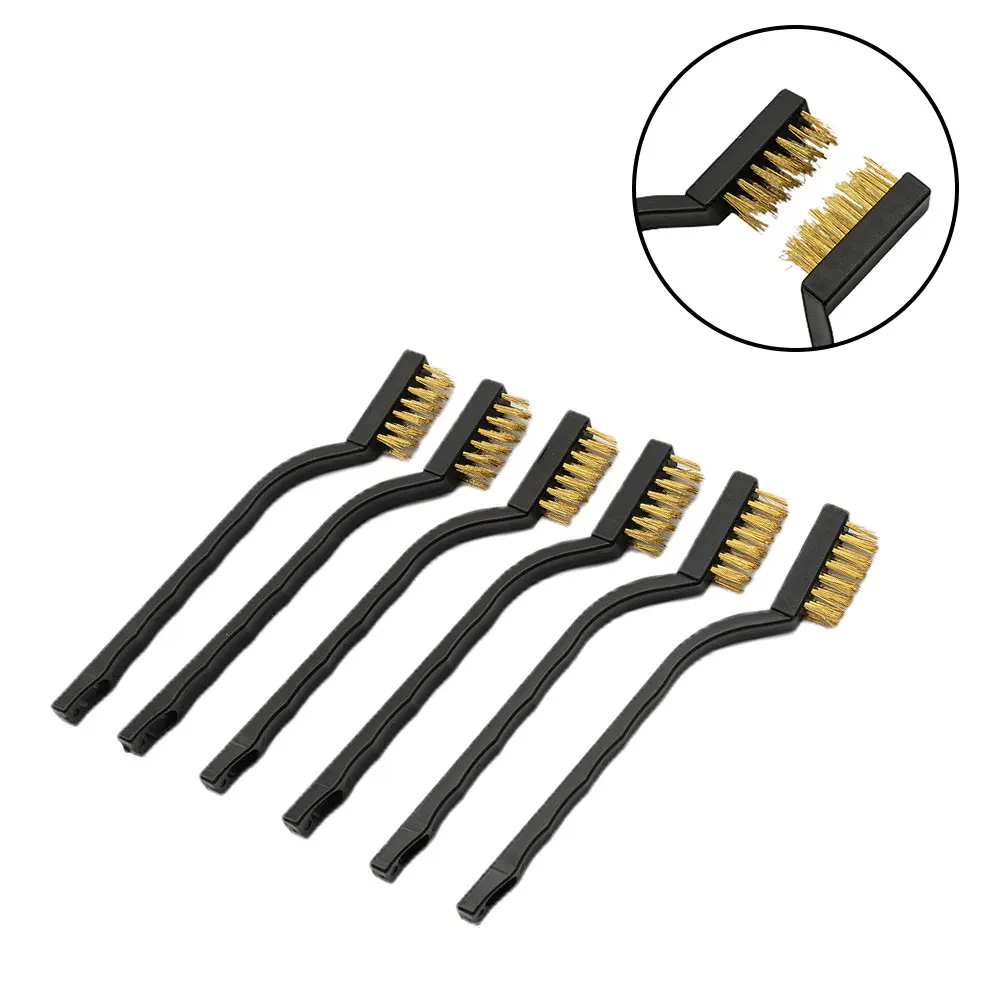 6Pcs Clean Industrial Copper Wire Brush Brass Wire Brush Set For Cleaning Welding Slag And Rust Cleaning Brush Hand Tool 2