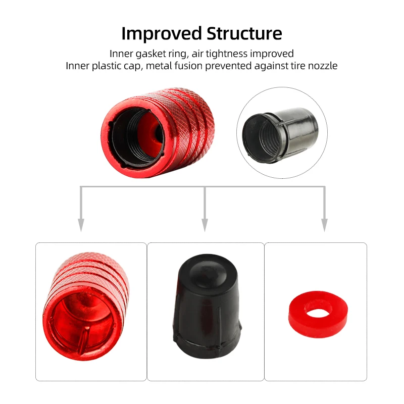 Anodized Valve Caps 4x CAR BIKE CYCLE WHEEL BLACK PLASTIC AIR DUST