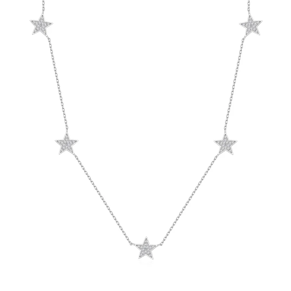 

New Sweet and Fresh Five Pointed Star Collar Chain Women's S925 Silver Necklace Fashion Versatile Jewelry