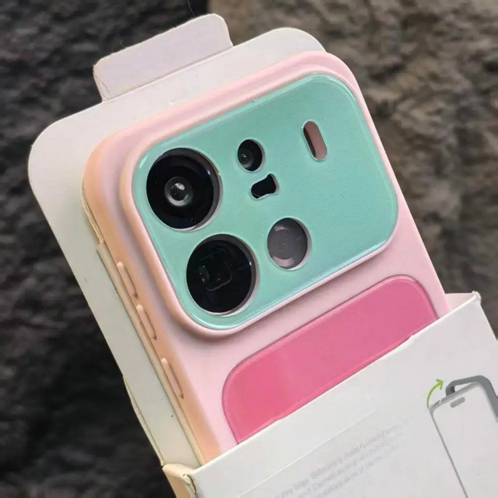 Luxury Contrast Color Tempered Glass Back Phone Case - Shockproof Frosted Non-Slip Bumper Cover