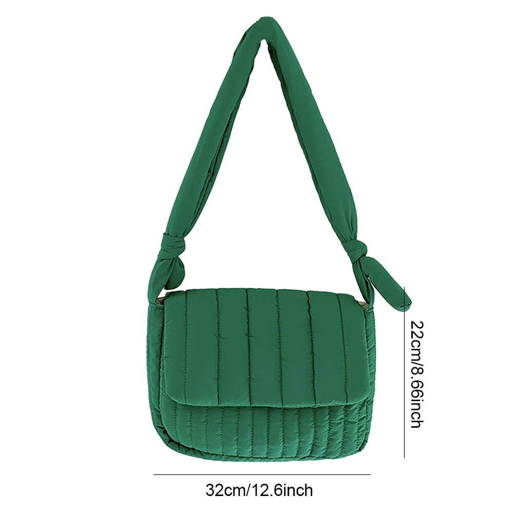 Women Padded Shoulder Bag Quilted Crossbody Bag Wide Strap