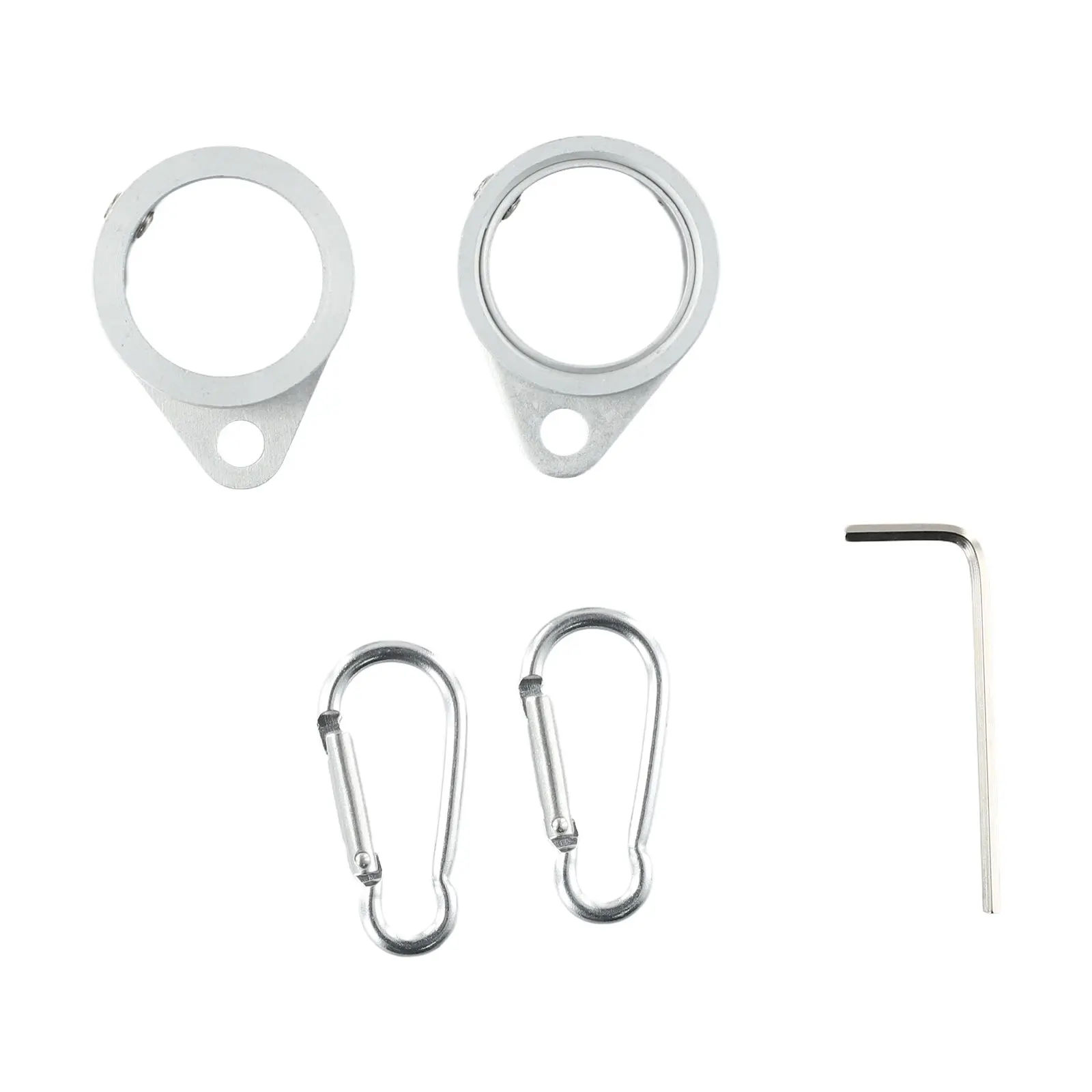 2X Flag Pole Rings 360&deg; Rotating Flagpole Flag For 0.75-1.02 Inches Pole Aluminum Alloy Mounting Rings With Carabiner Anti-Wrap