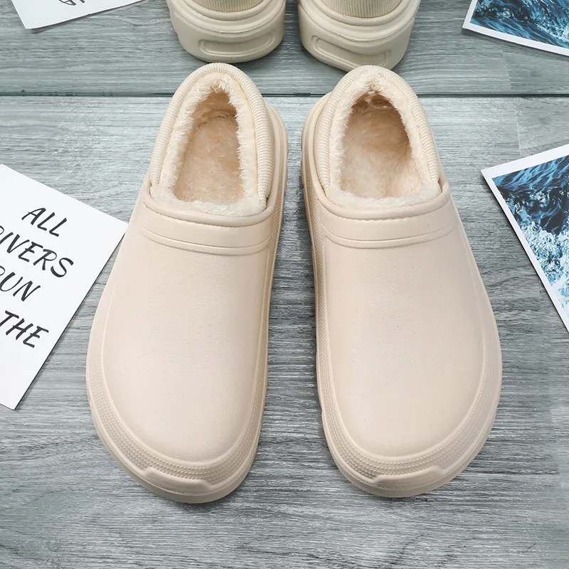 STRONGSHEN Winter Men Women Warm Slippers Waterproof Slippers Non-Slip Indoor Plush Household Slides Platform Snow Ankle Boots