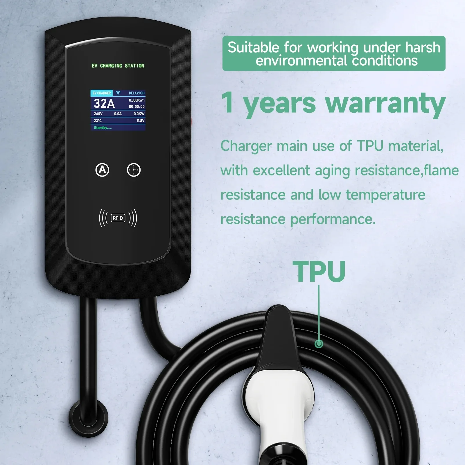 JNTAFEV 11KW 16A Typ 2 EV-Ladegerät 32A 7,6KW/22KW Elektroauto-Ladestation 1/3-Phasen Autoladestation Wallbox mit WLAN-App-Steuerung – Detail 7