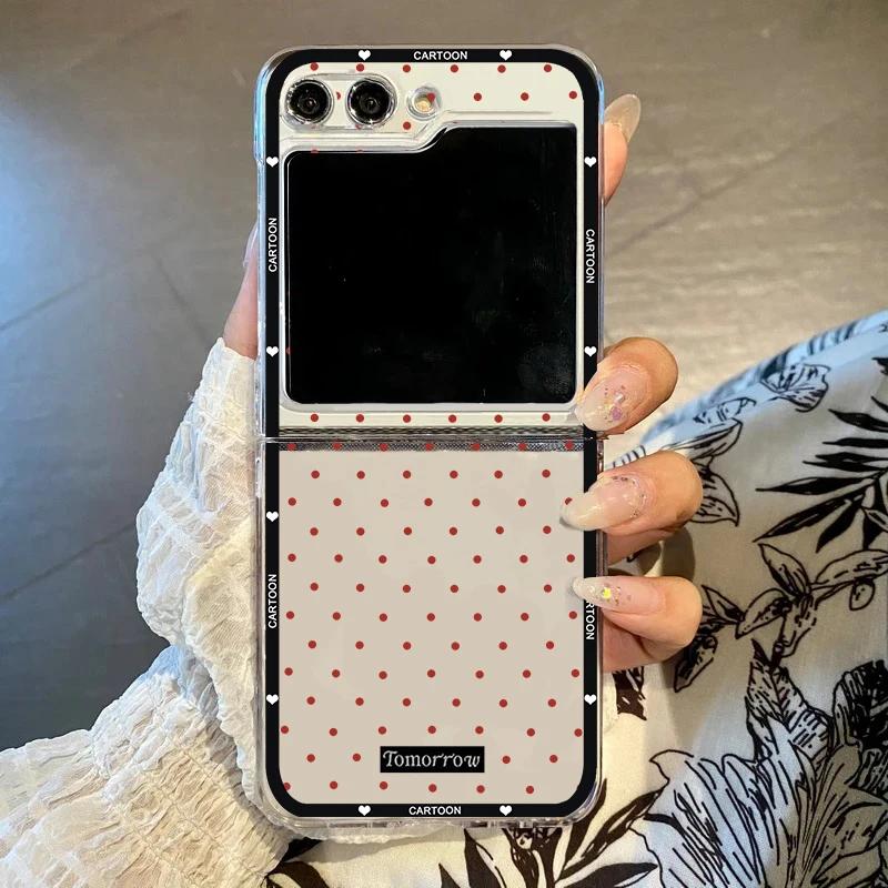 Chic Korean Polka Dot Clear Hard Folding Phone Case - Fresh & Lovely Design