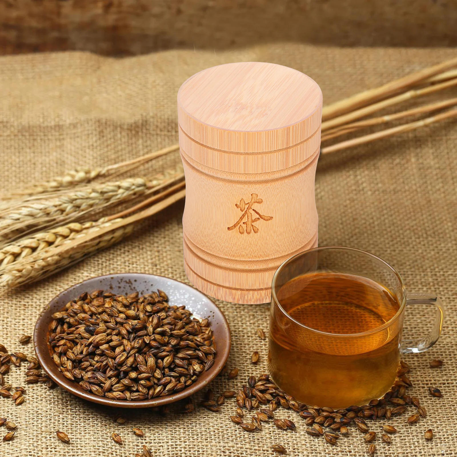

Bamboo Loose Tea Jar Round Candy Storage Jar Sealed Tea Canister Kitchen Food Small Storage Jar With Lid