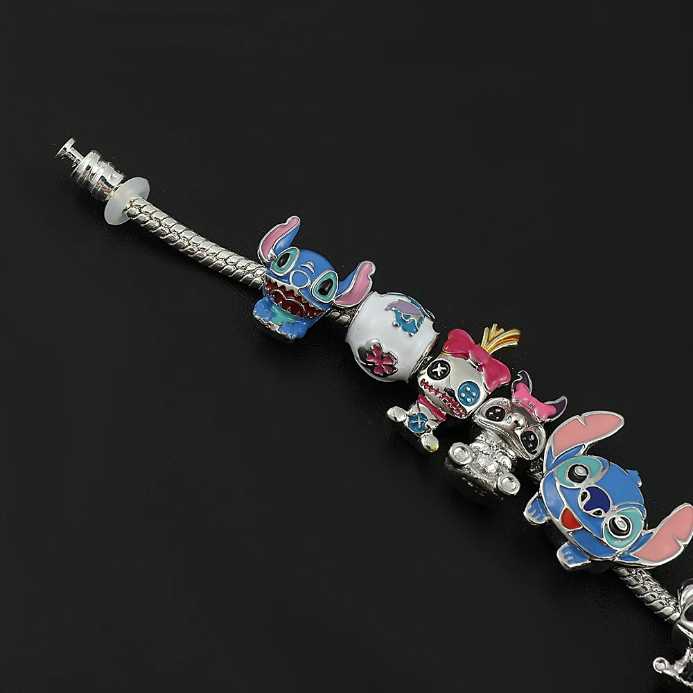 Disney Stitch-pulsera inspirada en Lilo & Stitch para mujer, brazalete con  cuentas de cristal, colgante