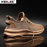 Baskets décontractées antidérapantes pour hommes, respirantes, pour Jogging en plein air, entraînement, randonnée, sport, course en plein air, chaussures à lacets en tricot tissé 1