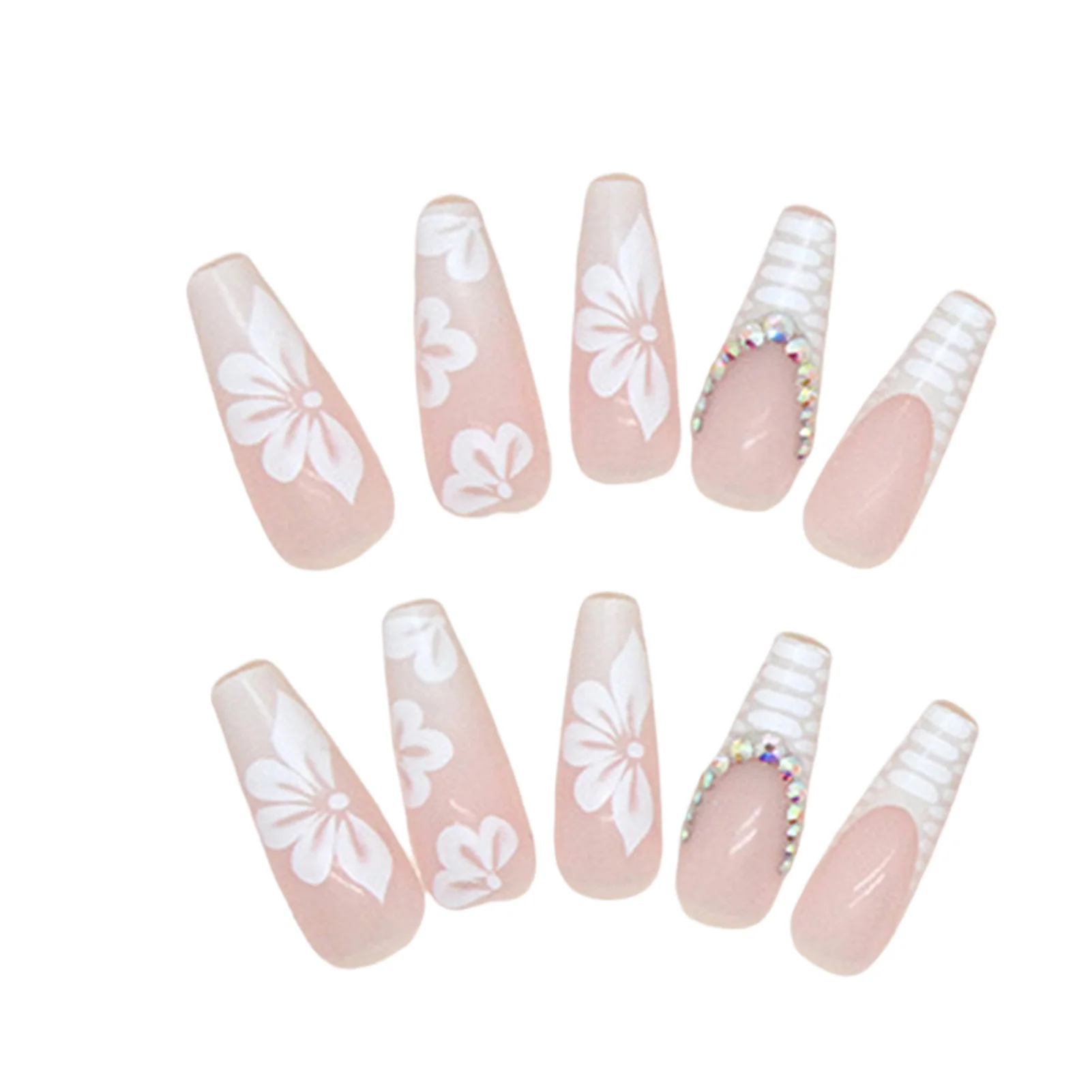 

Искусственные ногти, украшенные белыми искусственными ногтями, АБС-пластик, нежно подходит для ногтей и кожи, украшение для ногтей для женщин и девушек