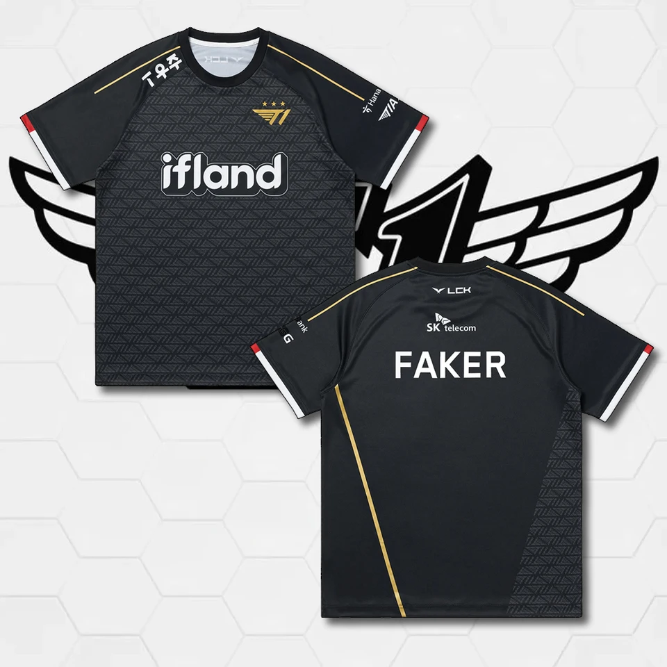 SK telecom FAKER ユニフォームジャージ ブラック 2024 League of Legends SKT T1 Uniform Jersey Esports T Shirt Game