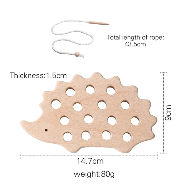 Wooden Hedgehog Threading Board Kids Montessori Toys Beech Wooden Educational Toy Button Beaded Blocks Puzzle Toy Baby Gifts 6