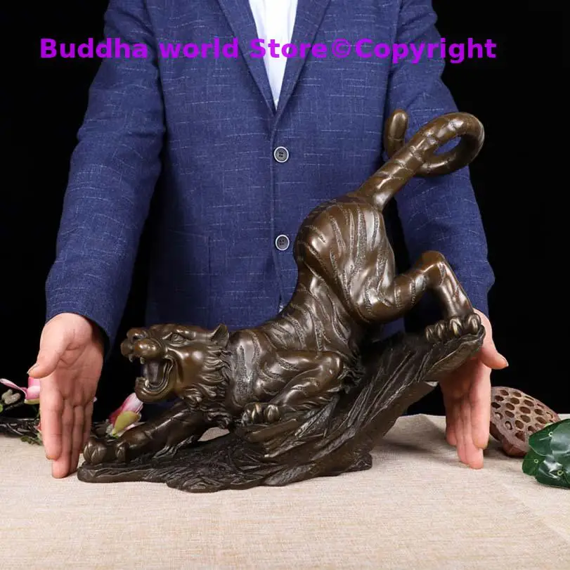 

large 2023 HOME Store high grade Bronze carving Prosperous Auspicious GOOD LUCK Fortune tiger Mascot FENG SHUI Decoration