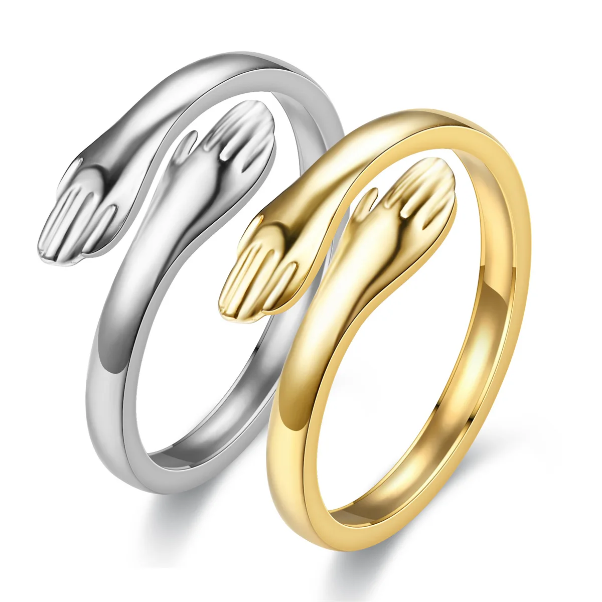 Round Gold Color Warmly Embraced Love Hug Open Rings For