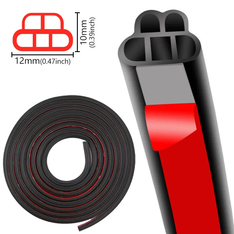 Durable B-Shape Rubber Door Seal Strip - Double Layer Weatherproof Sound Protector