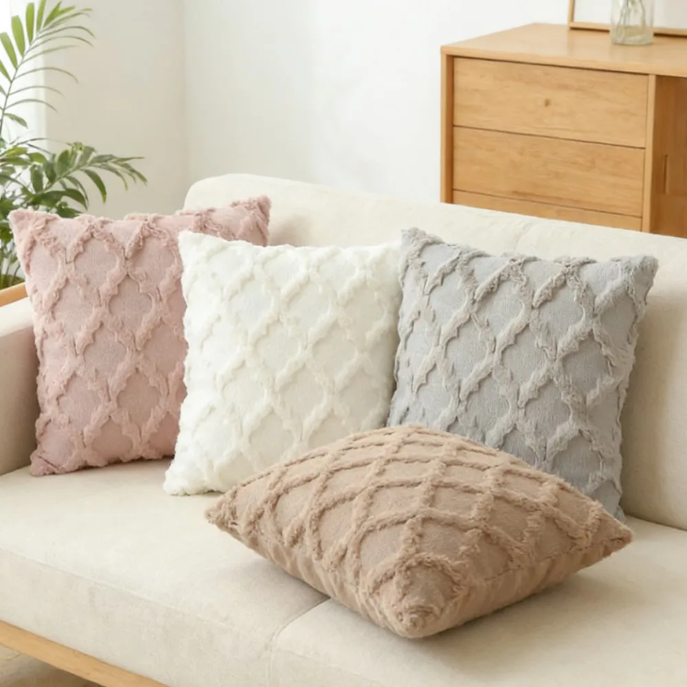 30x50cm 45x45cm 50x50cm 인조 양털 쿠션 커버 부드러운 플러시 퍼지 짧은 플리스 사각 패턴 선물용 아늑한 쿠션 커버