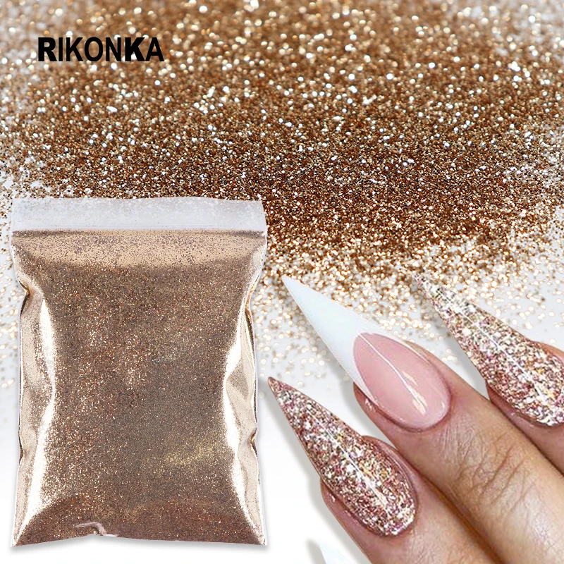 50g Sparkly Nail Glitter Gradient Sugar Powder 0.2mm Gold Silver Chrome  Pigment Bulk Fine Dust For Diy Gel Nail Art Decorations - Nail Glitter -  AliExpress