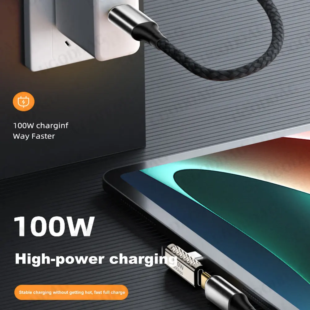 금속 USB 3.2 C타입 어댑터, OTG 20Gbps 고속 충전 데이터 전송 컨버터, 8K 4K 엘보우 컨버터, 휴대폰 맥북 에어용, 100W