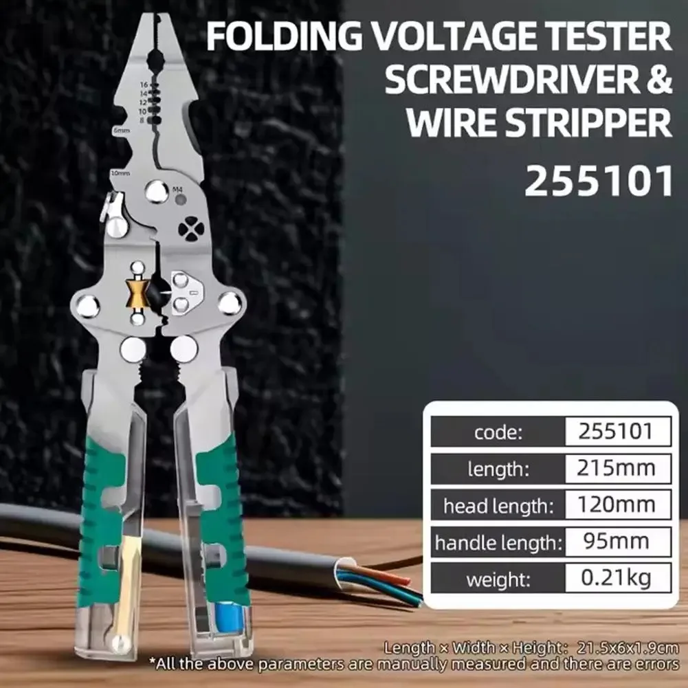 Wire Stripping Pliers Foldalbe Wire Stripping Pliers Voltage Testing Cable Cutting Crimping Pliers Multifunctional Electrician