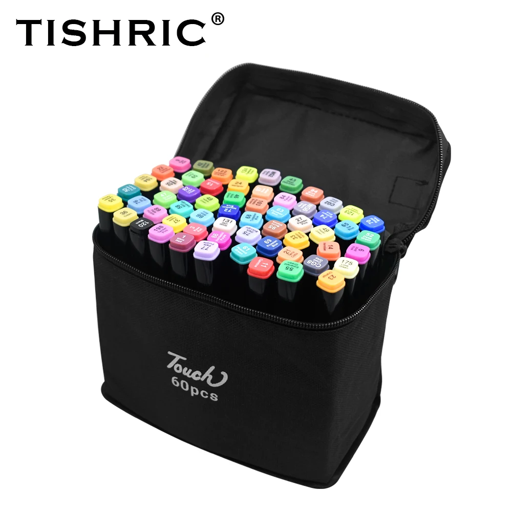 

TISHRIC Markers For Drawing Set For Sketching 24/30/36/40/48/60/80 Colors Professional Oily Marker Double Head Design