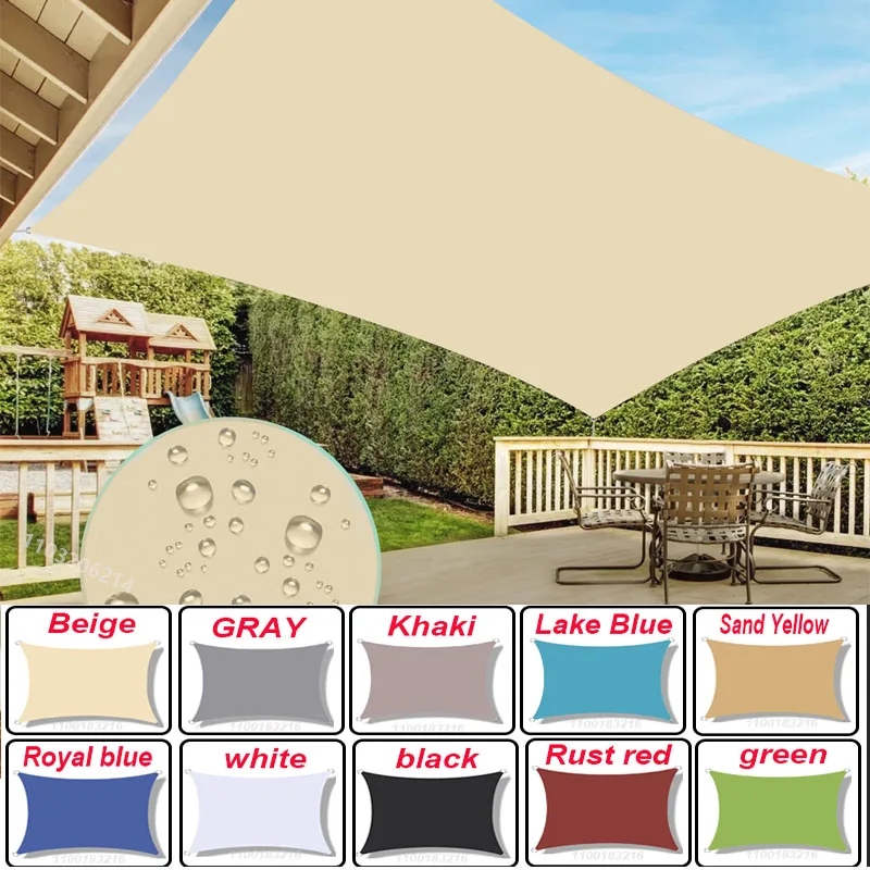 Sunshades 11 colors waterproof sunshade sails garden sunshades terraces car canvas rectangular swimming pool s