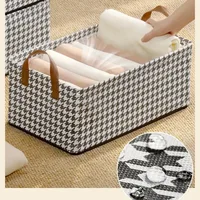 Fabric Storage Bins with Metal Frame Large Clothes and Pants Storage Baskets for Closet Organizing Rectangle Household Handing 1
