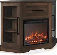 43" Corner TV Stand with 18" Electric Fireplace Heater, Modern Corner Wood Entertainment Center- Dale (Dark Walnut) 1