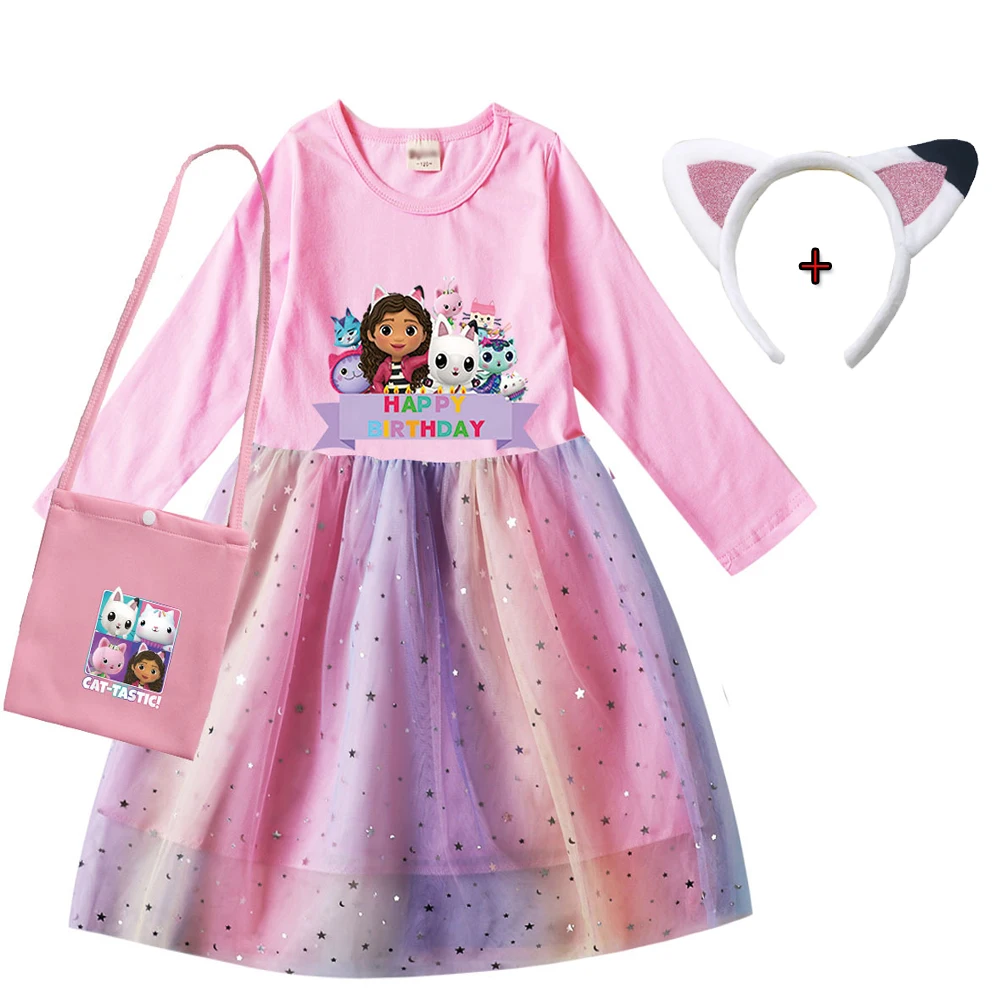 Kids Girls Dress Cartoon Children Sport Causal Dress La Casa De Mu&ntilde;ecas De Gaby Baby Girl Birthday Gift kids girls dress
