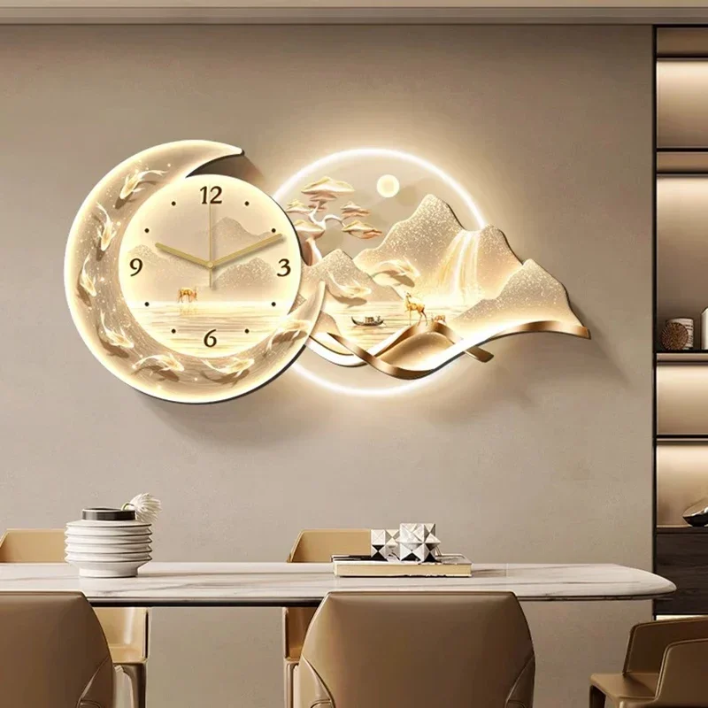 Chinesischen Stil Schlafzimmer Wanduhren Küche Moderne Alarm Nordic Große Größe Kunst Wandbild Wand Uhr Luxus Duvar Saati 6
