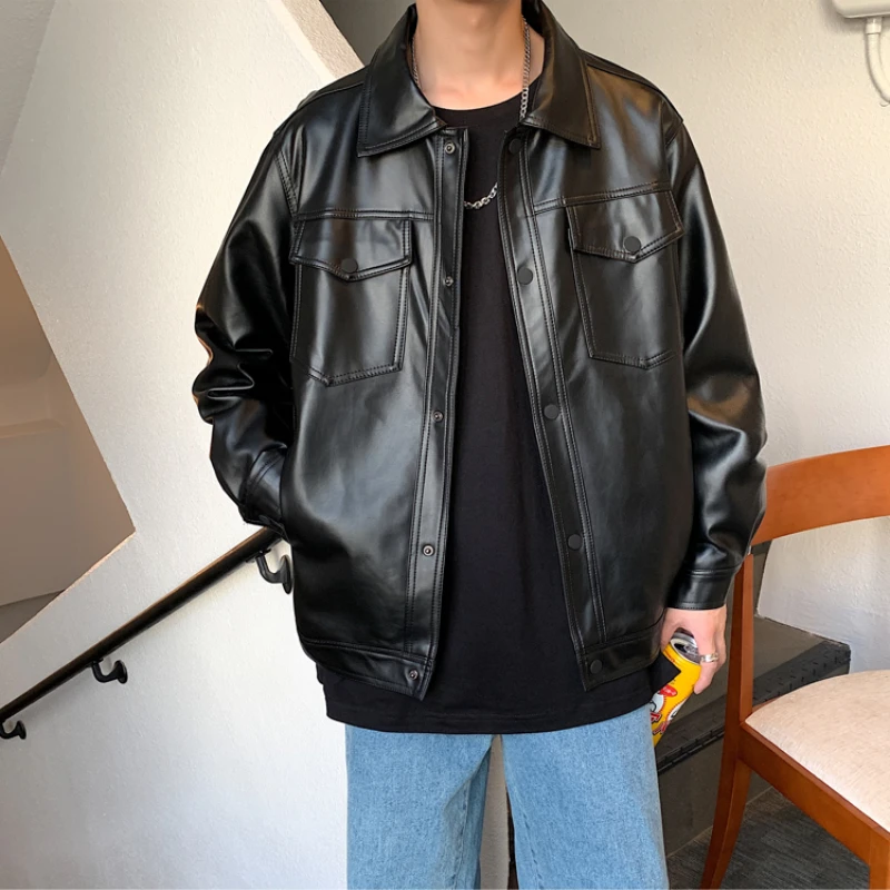Leather Jacket Men Handsome High Street Hip Hop Clothing