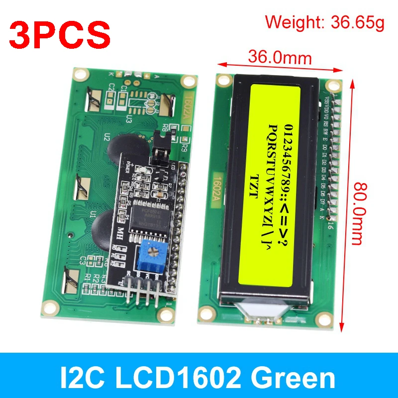 Enhanced 16x2 Character LCD Display Module with I2C Interface