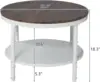 VINGLI 25.6" Dark Walnut White Round Farmhouse Coffee Table, 2-Tier Storage Wood Center Circle Accent Table for Living Room, Bed 2
