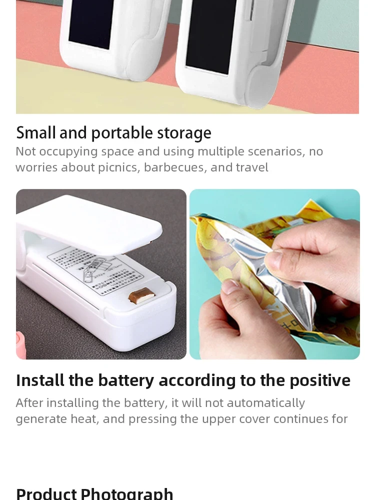 Description Picture 6 of itemVacuum Sealer Mini Snacks Sealing Household Heat Plastic Sealing Machine Handheld Food Preservation Portable Kitchen Gadget Safe