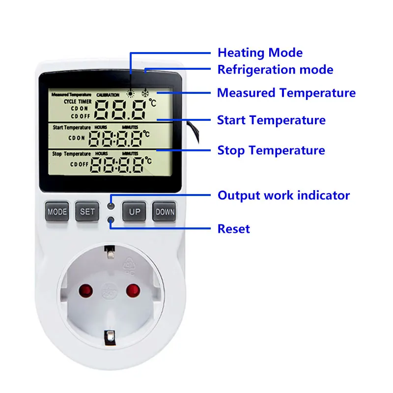 Cable 3-meter Long Digital Timer Constant Temperature Control Socket With Temperature Probe Sensor For Temperature Control