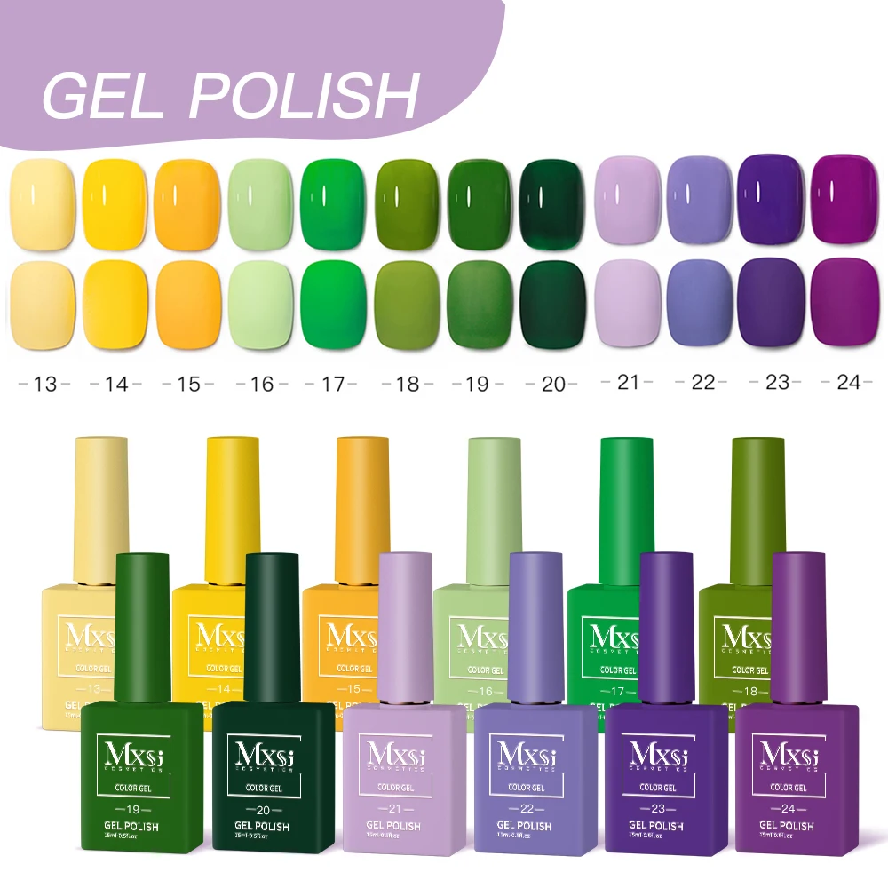 Mxsi 12Pcs/Set 15ml Sparkly Red Pink Gel Nail Polish Glitter Semi Permanent Nail Art LED UV Gel Varnish Nail Supplies 3