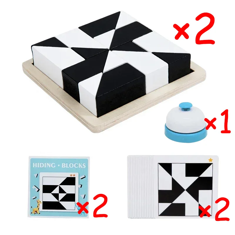 Geometric Wooden Puzzle Blocks - Educational 3D Brain Teaser