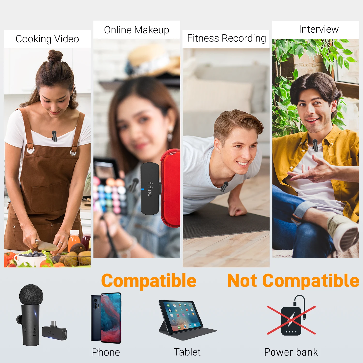 Fifine Lavalier لاسلكي USB-C – صوت احترافي للبث وا...