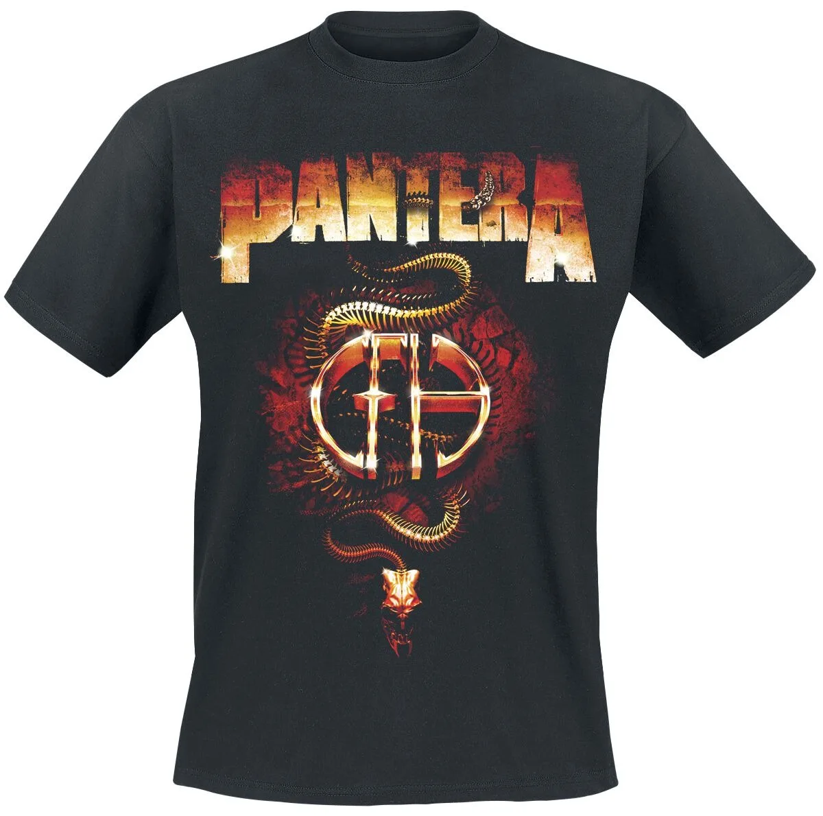Pantera Snake Logo T-Shirt, Thrash Metal T-Shirt mit Farbverlauf-Namen und Leuchtendem Emblem-Print, Metal-Fan-Merchandise