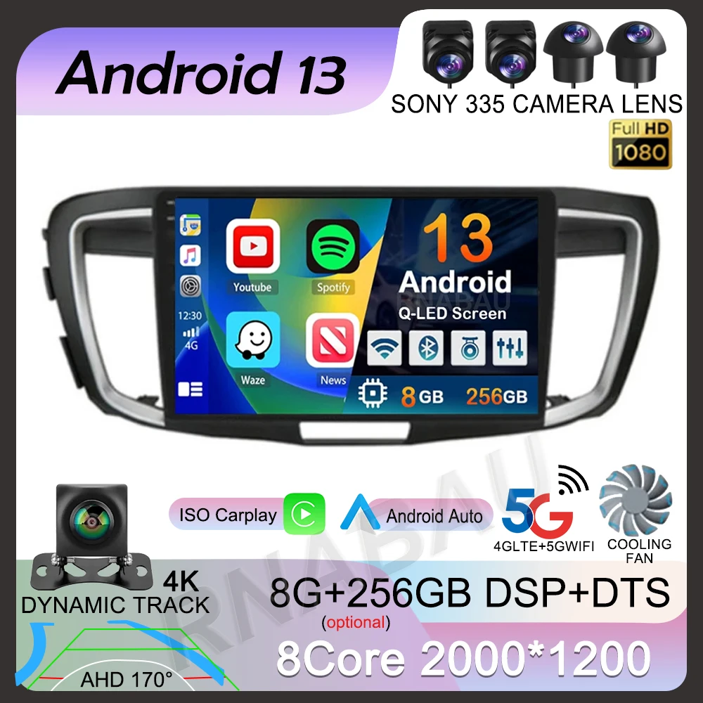 

Android 13 Carplay Car Radio For Honda ACCORD 9 2.0L 2.4L 012 2013-2015 2016-2018 2Din Multimedia Player GPS Navigation Stereo