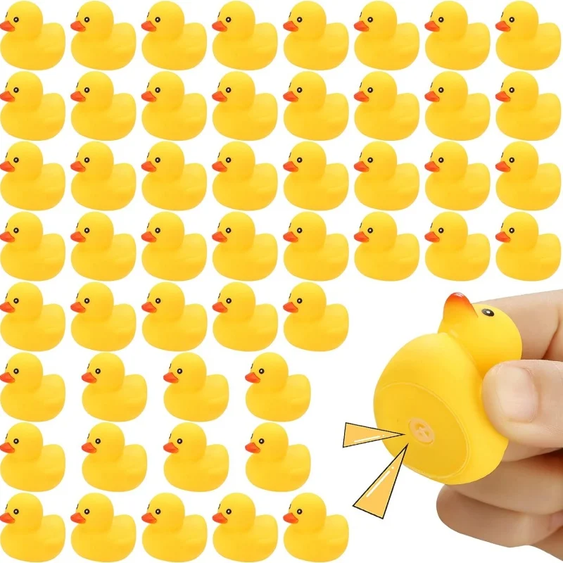 50 PCS Rubber Duck Bath Toys Multicolor Bath Ducks Bulk Float Duck Baby Bath Toy for Shower Birthday Party Favors Gift 5