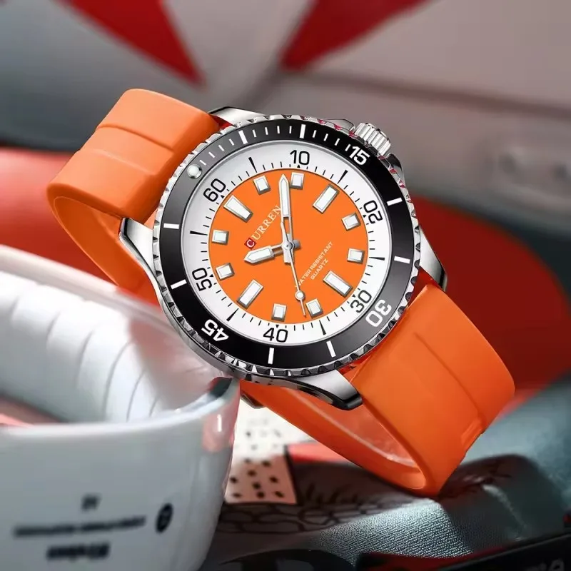 CURREN 8448 Men's Fashion Quartz Watch Outdoor Large Dial Luminous Waterproof Silicone Strap Sport Wristwatch reloj hombre 4