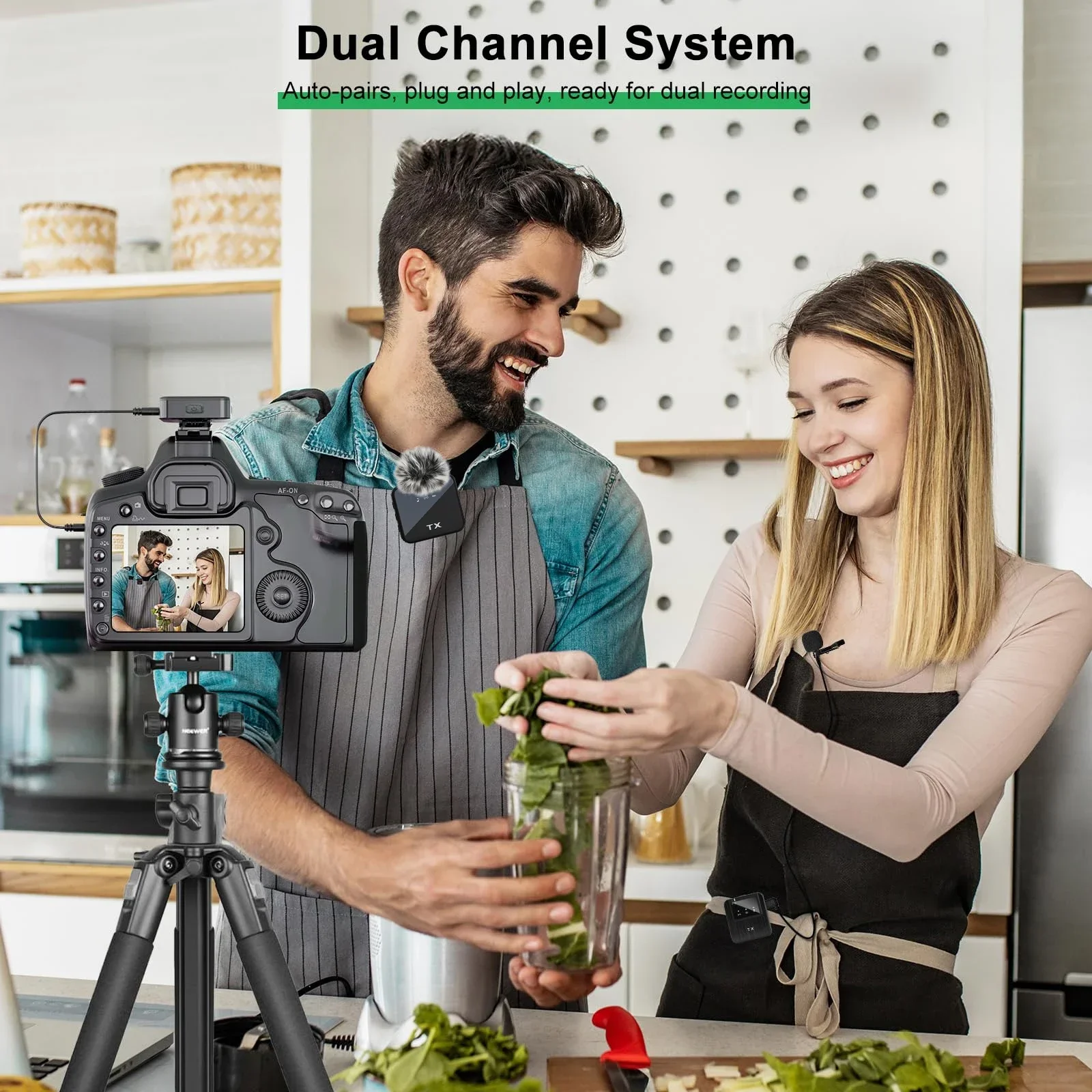 3in1 Wireless Lavalier Microphone for Camera,iPhone,Android,Microphone for Video Recording Recording Podcast Noise Reduction mic