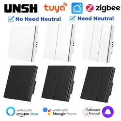 Tuya Zigbee EU UK Smart Light Switch No/With Neutral Wire Push Button Wall Switch Smart Life Via Alexa Google Home Yandex Alice