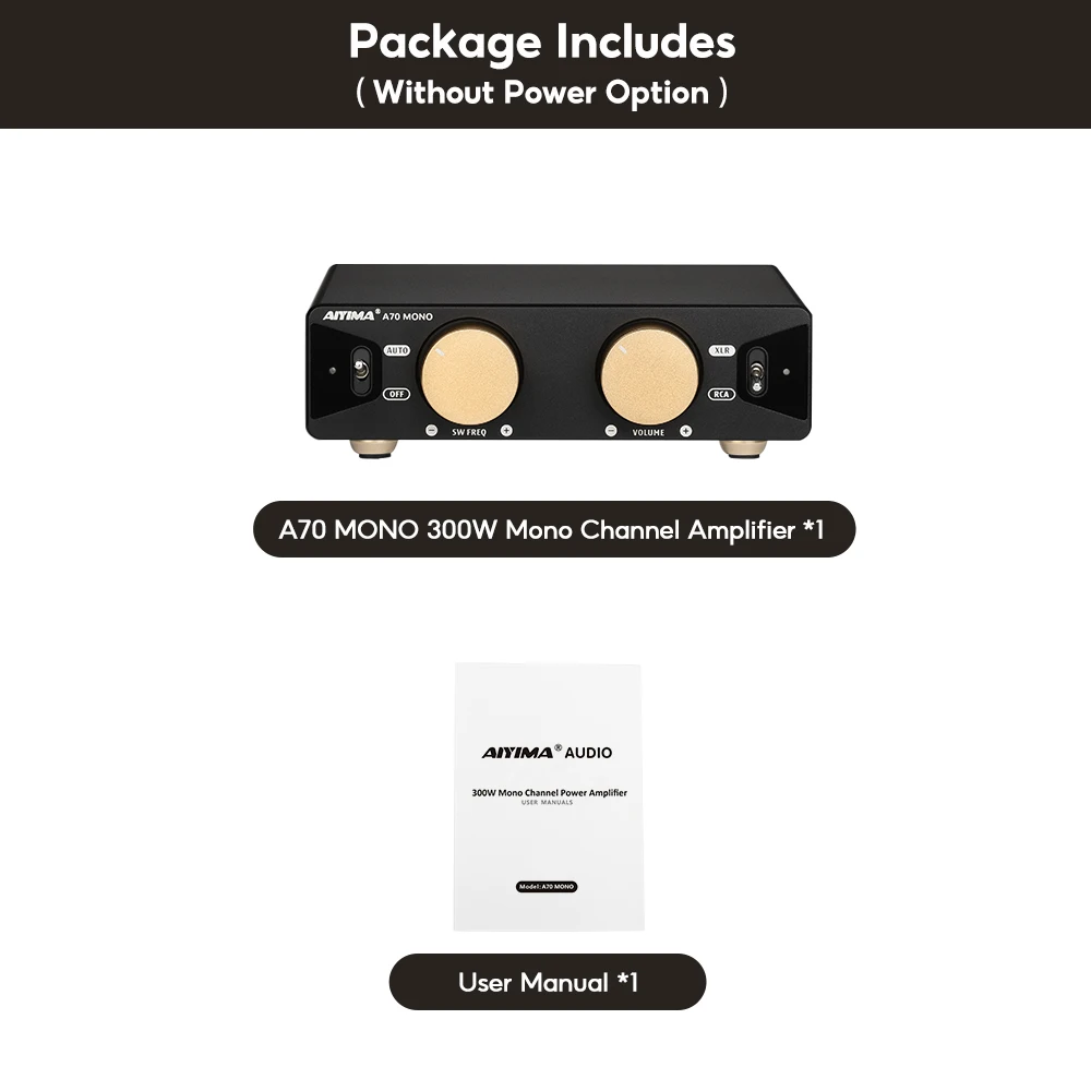 AIYIMA A70 Mono Amplifier Power 300W TPA3255 With PFFB Subwoofer