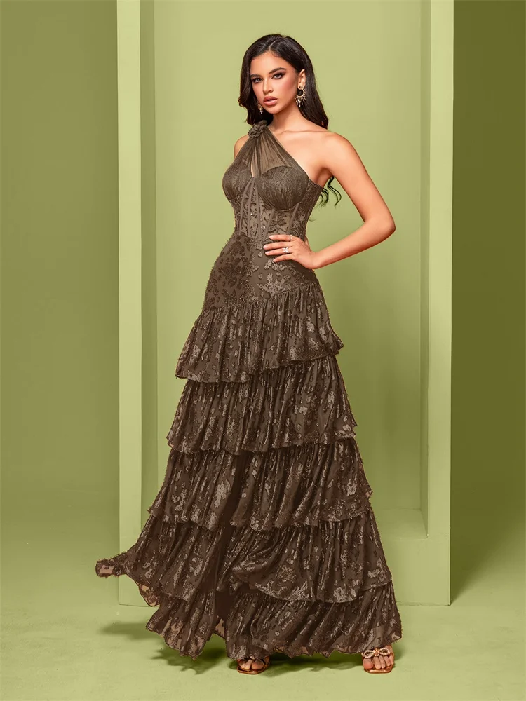 فستان سهرة فاخر بتصميم كتف مائل وتطريز ترتر، فستان حورية البحر أنيق طويل للحفلات والكوكتيل والمناسبات الرسمية