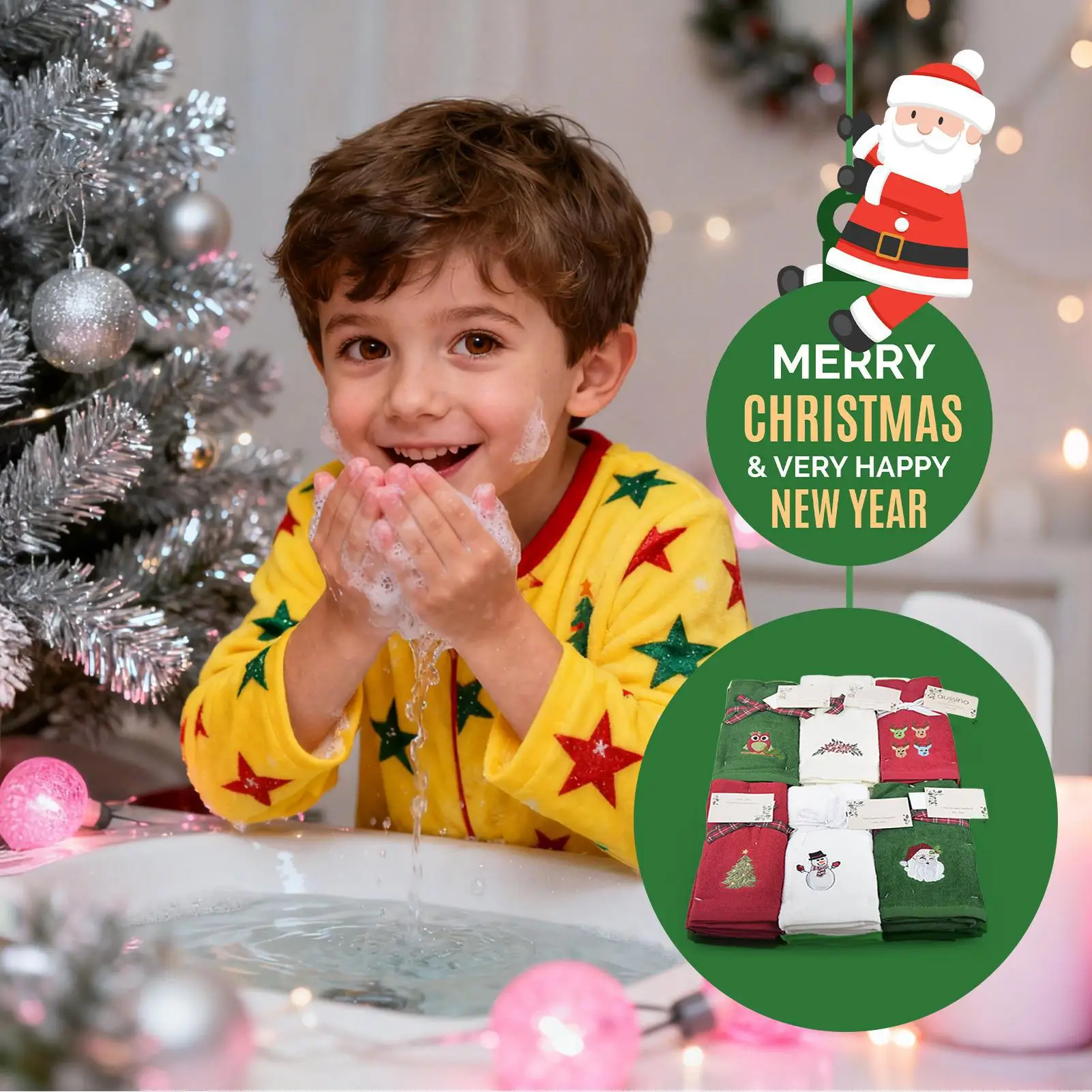 Christmas Kitchen Towels 3 Pieces Highly Absorbent Quick Drying Handkerchief Christmas Tree Dish Hand Towels For Beach Trips